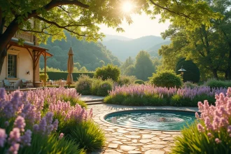Jardin fleuri à Champigny-sur-Marne avec abeilles au printemps