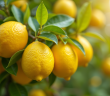 Arbre à citron avec fruits mûrs sous soleil éclatant