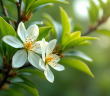 Arbre de jade en fleurs en plein air avec feuillage brillant