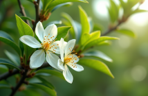 Arbre de jade en fleurs en plein air avec feuillage brillant