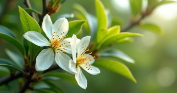 Arbre de jade en fleurs en plein air avec feuillage brillant