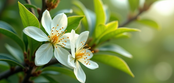 Arbre de jade en fleurs en plein air avec feuillage brillant
