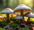 Champignons grey chanterelle dans la nature verte
