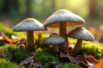 Champignons grey chanterelle dans la nature verte