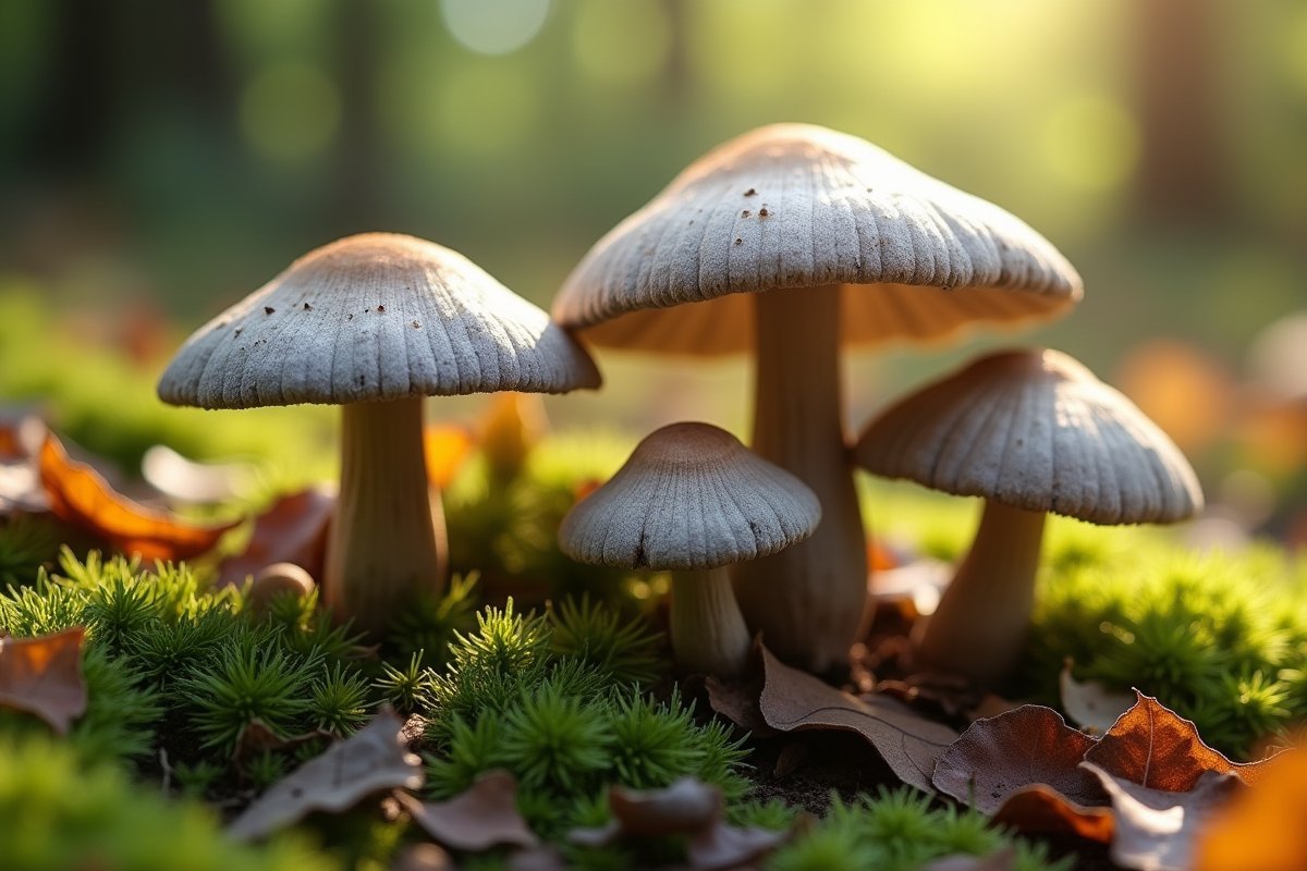 Champignons grey chanterelle dans la nature verte