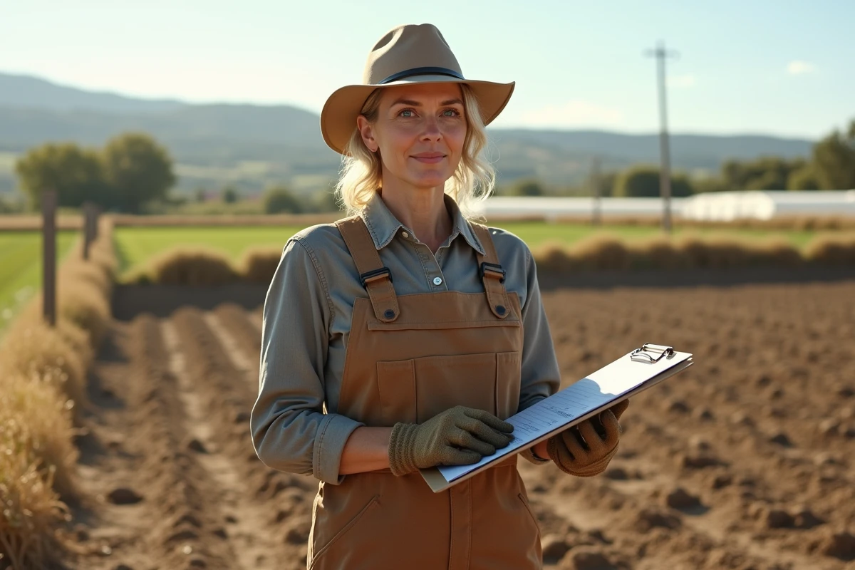 Femme agricultrice espagnole dans un champ rural