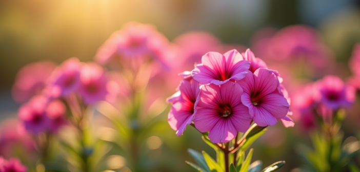 Fleurs de phlox colorées dans un jardin ensoleillé