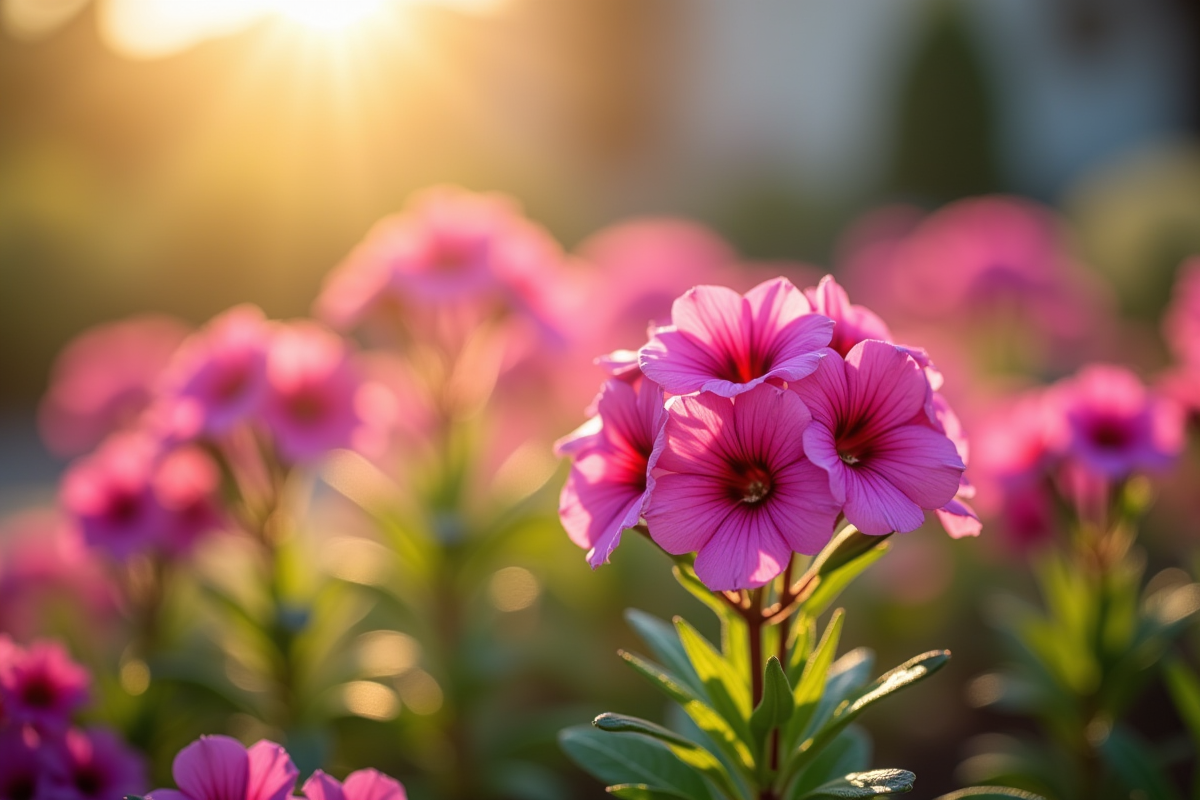 Fleurs de phlox colorées dans un jardin ensoleillé