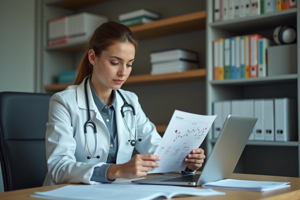 Neurologue analysant des données pharmaceutiques sur la substance active du Rotalin