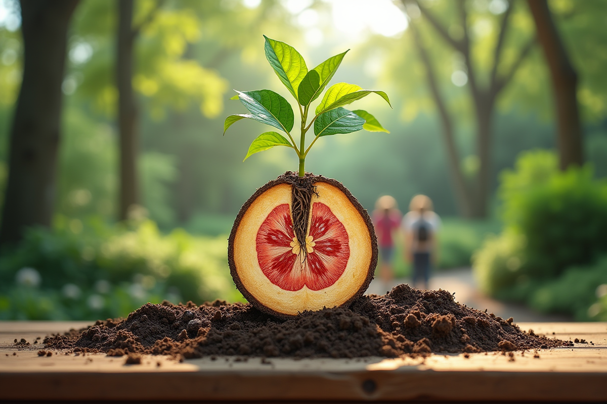 Racine de plante en coupe dans un jardin botanique